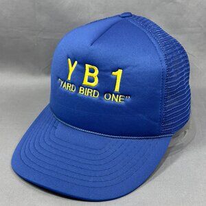 Vtg Yard Bird One Snapback Hat Cap Blue Trucking Trucker Rope Outdoor Foam Mens